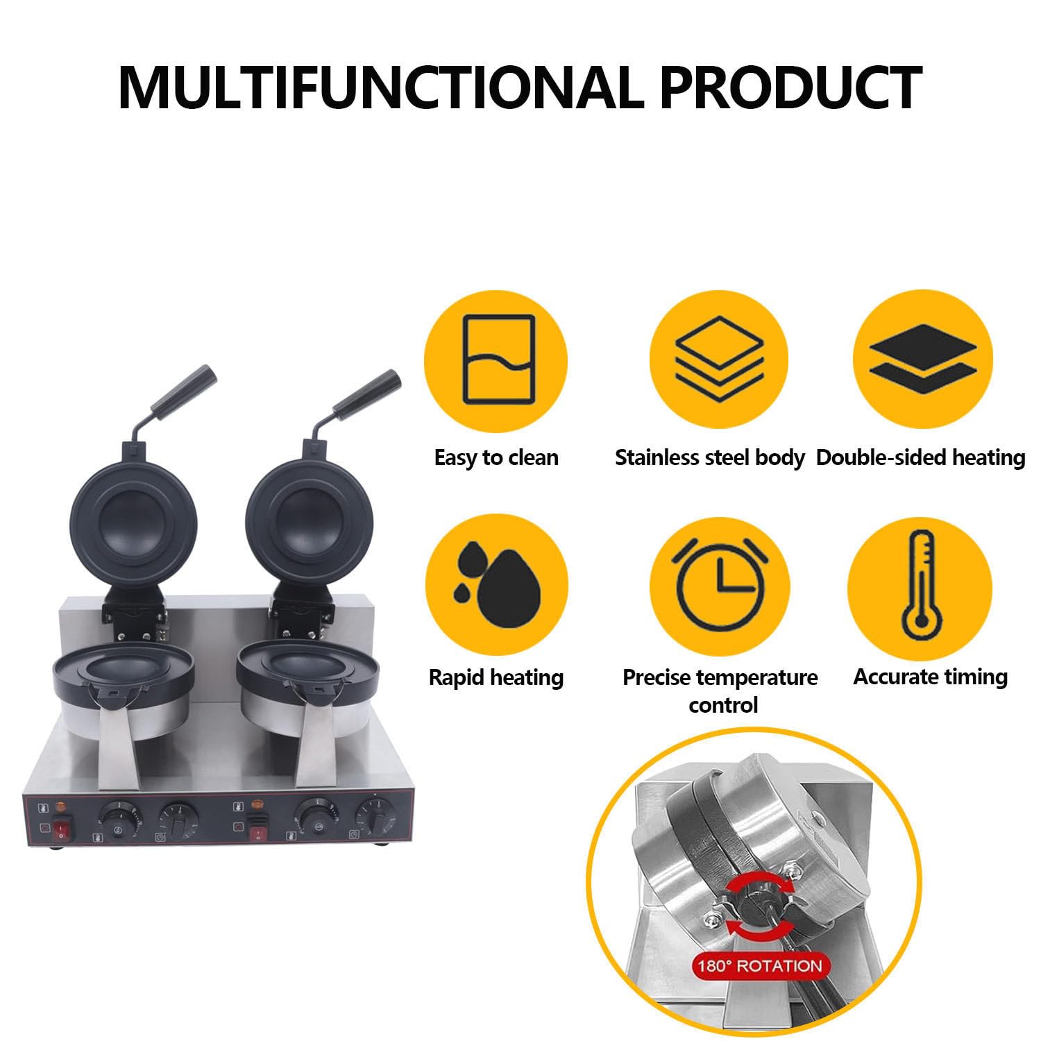 Pressa elettrica Multifunzione Professionale per Hamburger, panini e Waffle, Ideale per ristoranti, Bar e Food Truck, a Testa Singola o Doppia.,DoubleHead