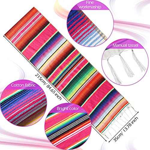 12 Pcs Mexican Serape Table Runner Mexican Party Table Blanket Serape Colorful Striped Runner Fringe Cotton Table Runner Decoration For Cinco De Mayo Fiesta Party Wedding, 14 X 84 Inches (Novel Style) #TOP1