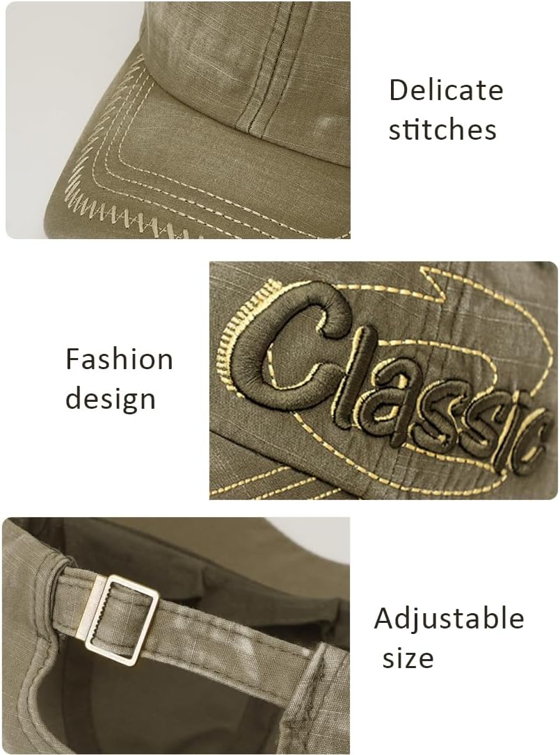 Baseball Cap Washed Embroidered Trucker Hat Retro Sun Hat for Women Men - Image 4