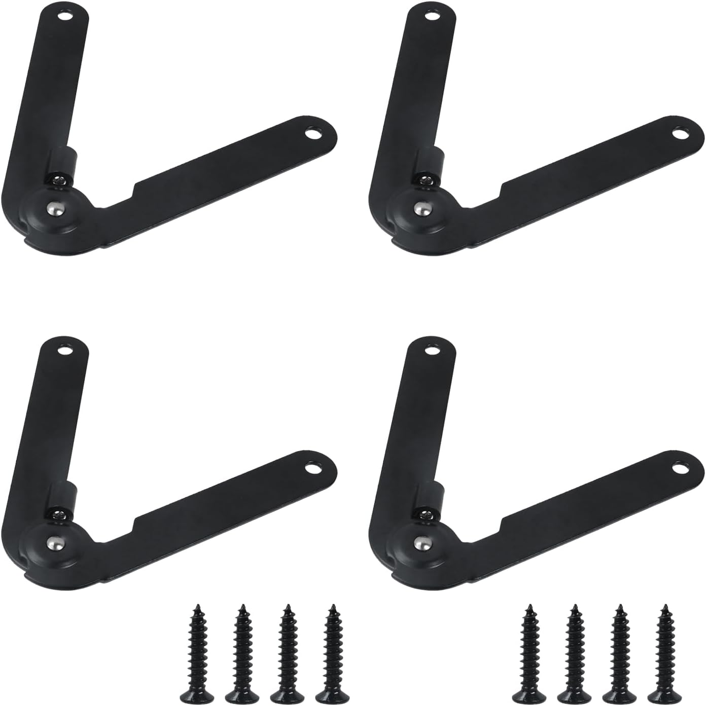 4 Pcs 180 Degree Rotatable Support Hinges, 9" Folding Lid Support Hinges for Furniture Cabinet Cupboard Box Jewellery Gift Door Hardware Locks Box Makeup Stool Folding Chair, Black