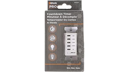 59007 Decora Style 30-15-10-5 Minute Preset Wall Switch Timer, White, 30-Minute