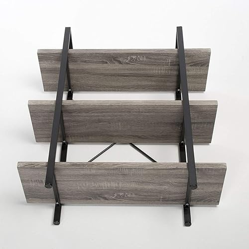 Miniatura 5 de HSH Furniture estante vintage industrial, librero rústico, estantería de madera y metal abierto, roble oscuro