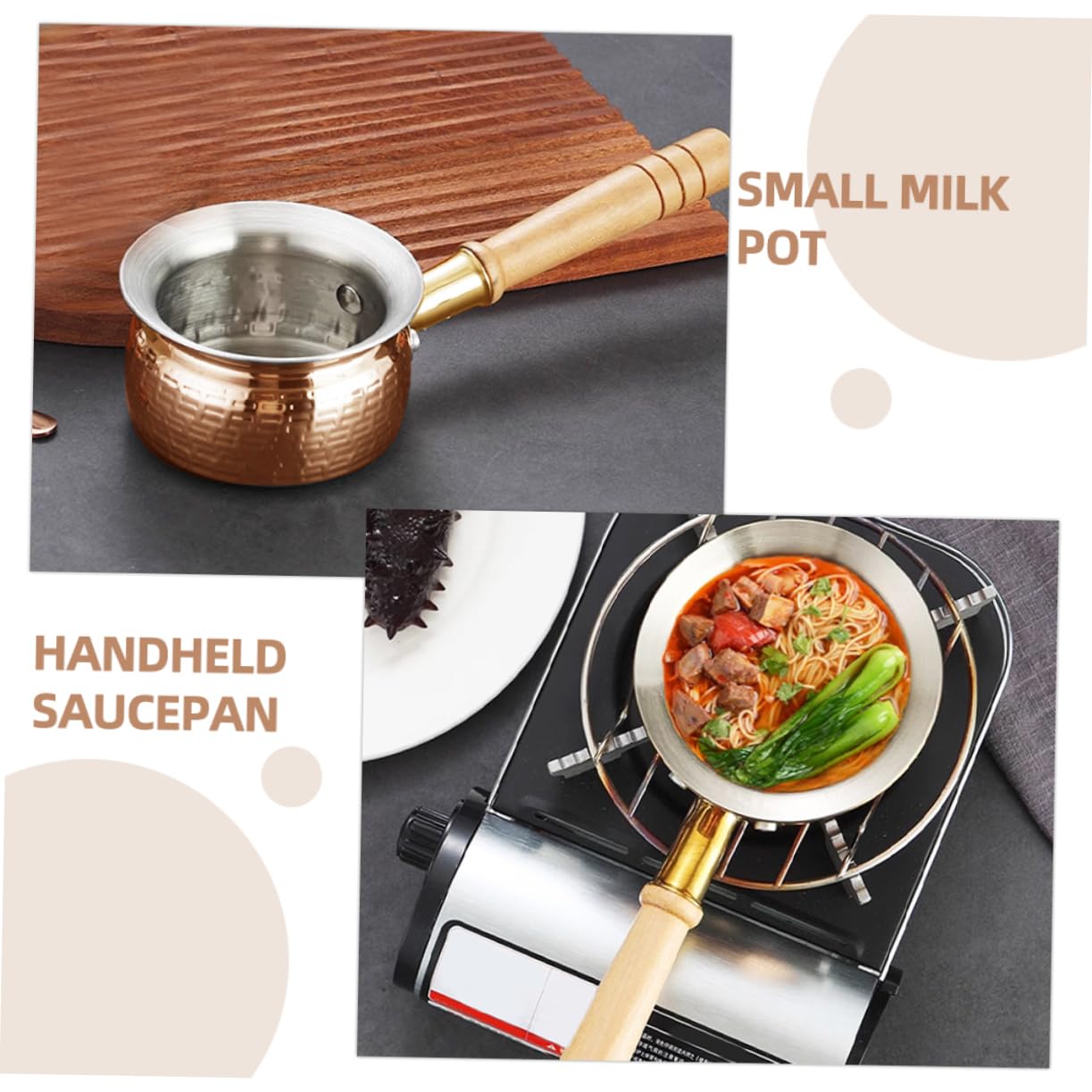 Cabilock Stainless Steel with Handle Sauce Pot for Warming Milk Heating Oil and Melting Butter Easy to Use for Daily Cooking Needs