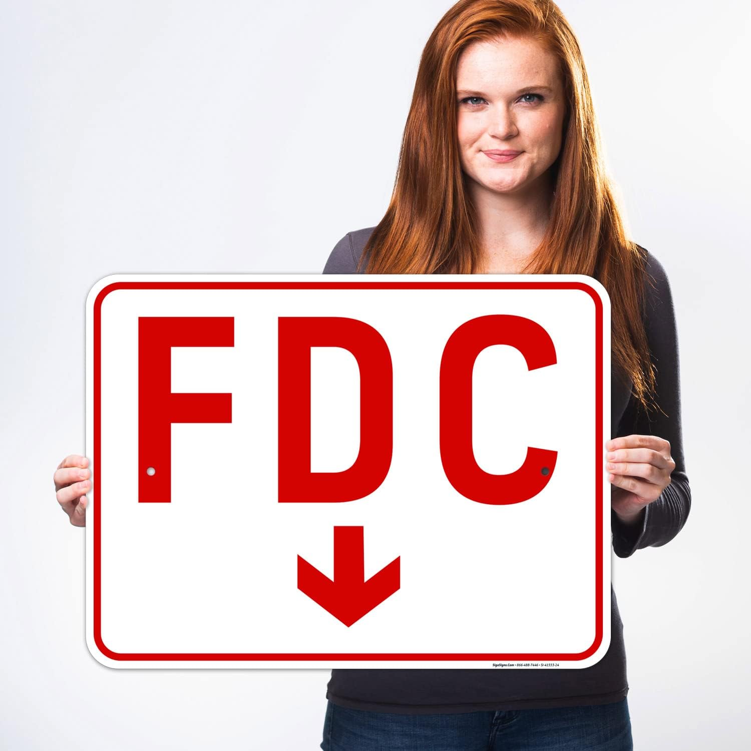 FDC Down Arrow Sign, 18x24 Inches, Rust Free .063 Aluminum, Fade Resistant, Made in USA