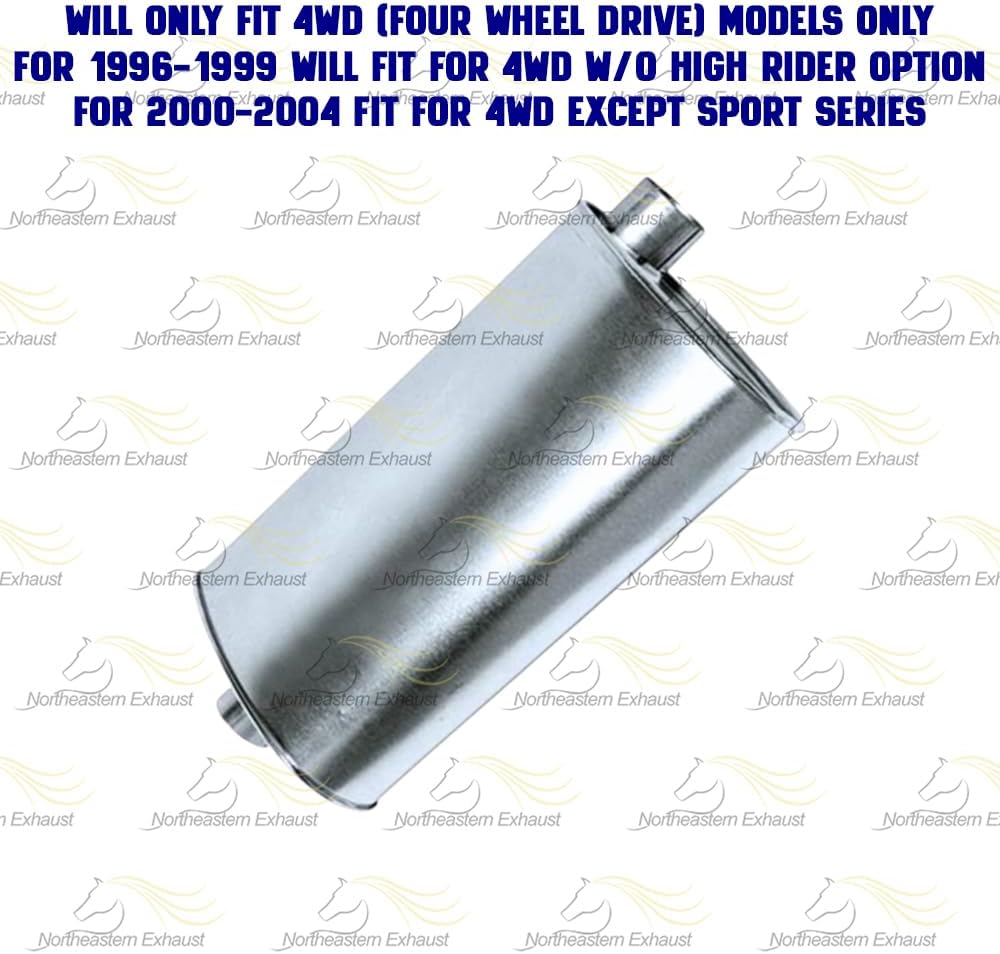 Exhaust Muffler Compatible for 1996-2004 Chevy S10 4.3L | Stainless Steel | Northeastern Exhaust | Free Clamps Included | Automotive Replacement Part