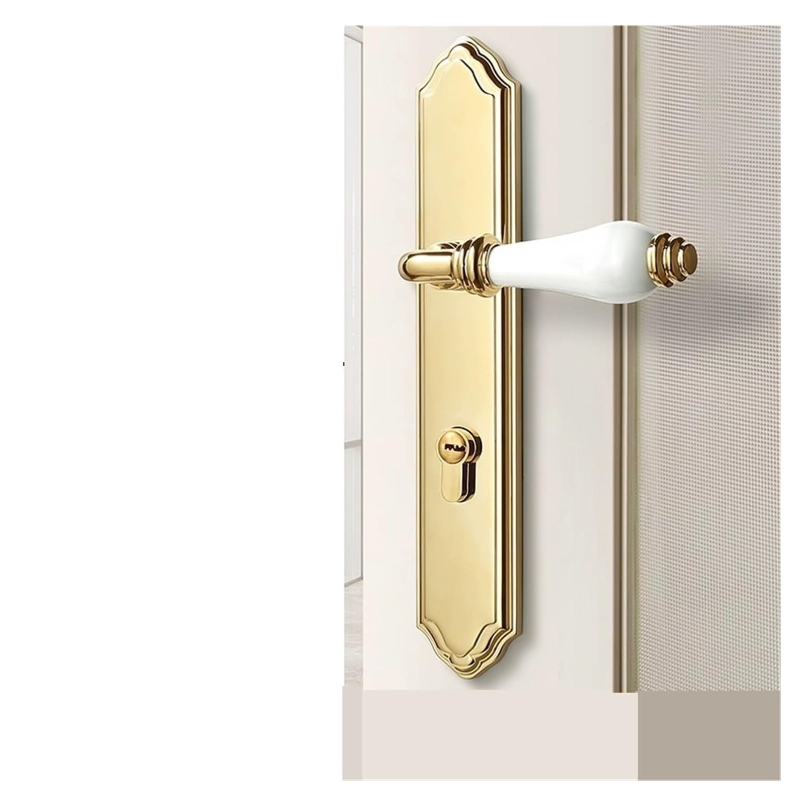Serrure de porte dorée en céramique haut de gamme pour intérieur chic