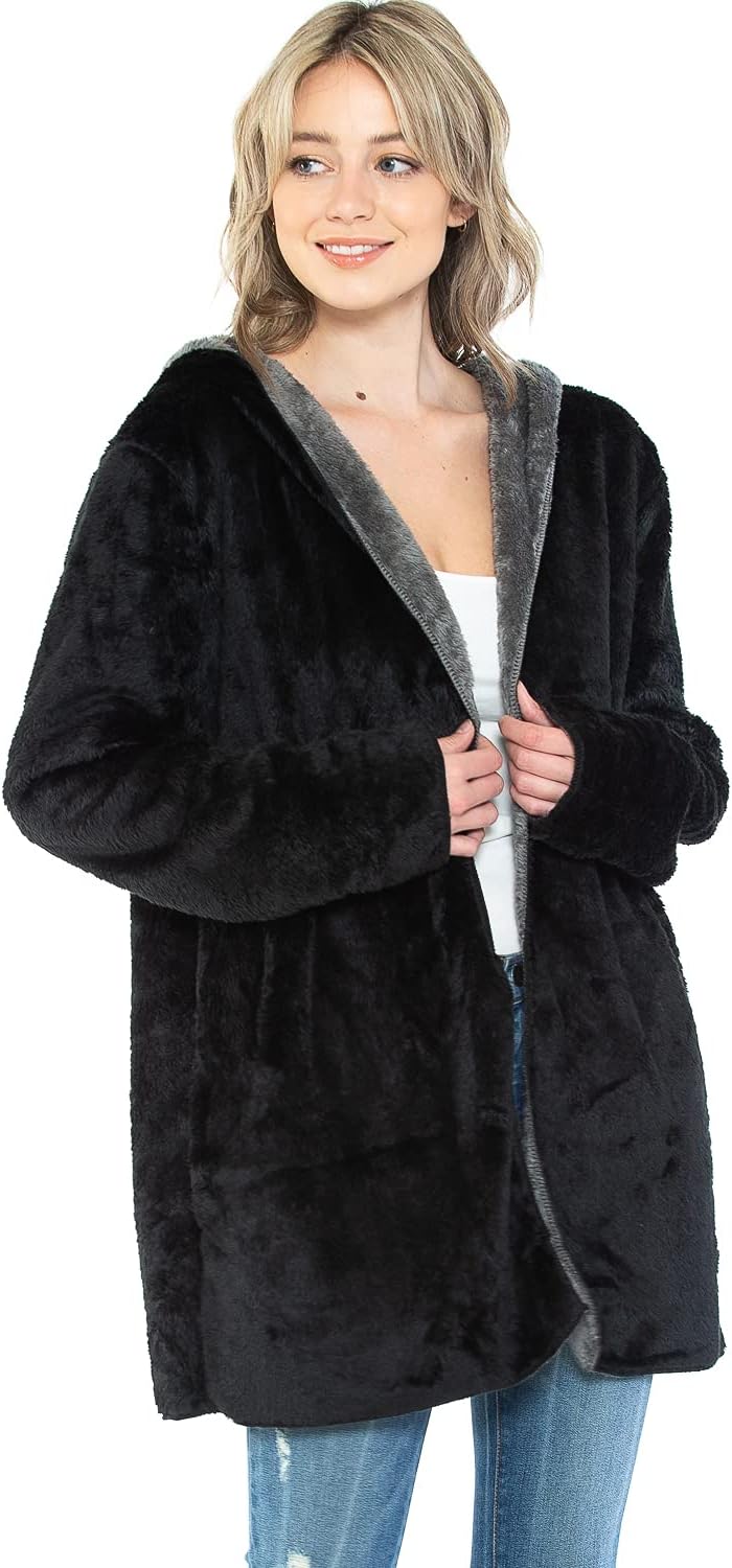 Wearable Blanket Hoodie in Thick Fleece Jacket with Pocket - Black - Large Size - for Women and Men, Warm and Cozy - Image 5