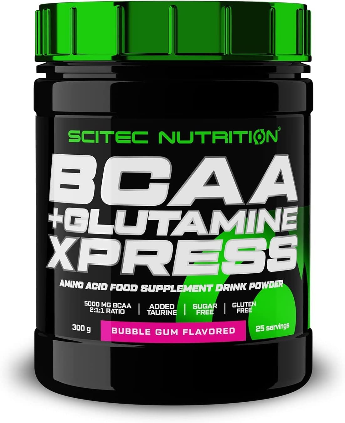 Scitec Nutrition BCAA + Glutamine Xpress – Essential Amino Acid Blend – with 5g 2:1:1 BCAAs – 5g Glutamine – Fortified with Taurine, 300 g, Bubble Gum
