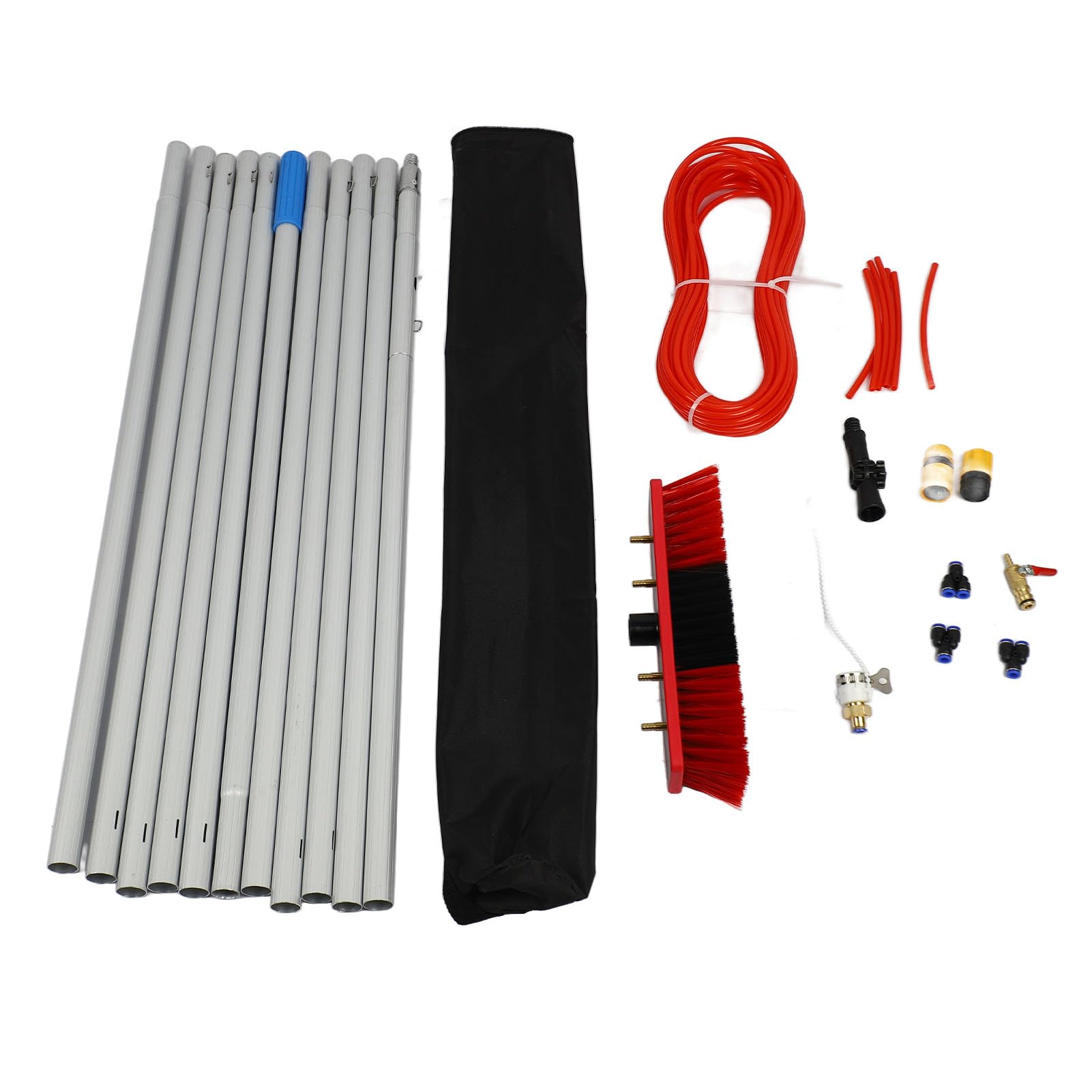 Rengue Cepillo de Limpieza de Panel Solar, Poste Telescópico con Pulverizador de Agua, Kit de Cepillo de Limpieza de Ventanas para el Hogar, Portátil