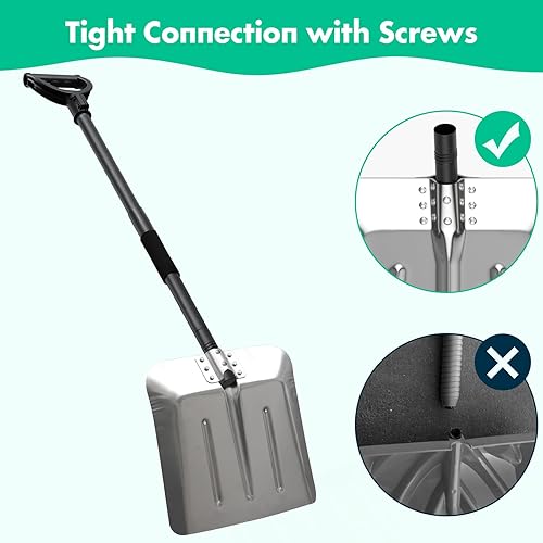 Miniatura 6 de Pala de nieve para entrada, pala de nieve de aluminio para la entrada del automóvil, eliminación de nieve de metal resistente, pala de nieve