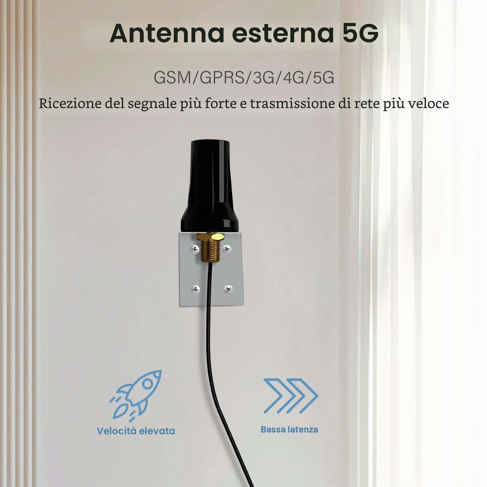Antenna 5G 4G LTE Esterna 7DBI Omnidirezionale Amplificatore Segnale Interni Esterni Impermeabile Connettore SMA 700-6000MHz，GSM/GPRS/2G/3G/4G/5G per LTE Router Monitoraggio Della Sicurezza-3M