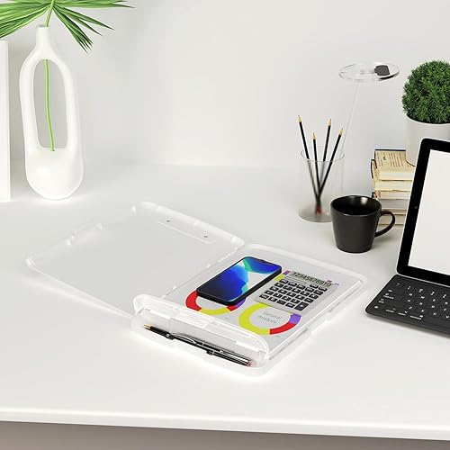 Miniatura 120 de Piasoenc Portapapeles con almacenamiento, caja de organización de 8.5 x 11 pulgadas con soporte para bolígrafo y carpeta de papel legal A4, folio