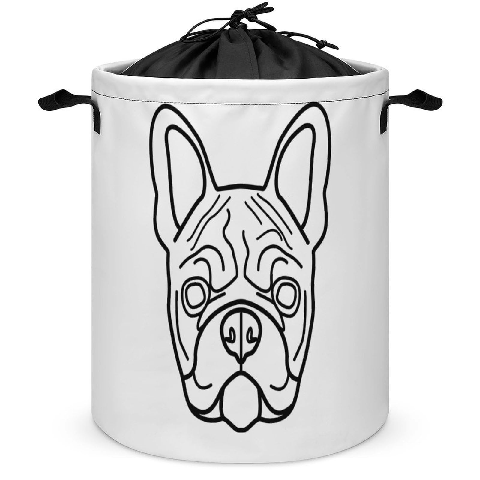 Wlntrophic Drawstring Laundry Hamper, French Bulldog Laundry Basket, Washing Basket with Handle
