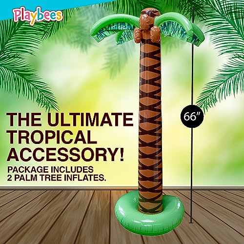 Giant Inflatable Palm Trees - 2 Pack - 6 Foot Super Sturdy Trees for Luau Parties, Beach Decor, Poolside Ambiance, Tropical Theme Decor & Outdoor Fun, Easy Inflation