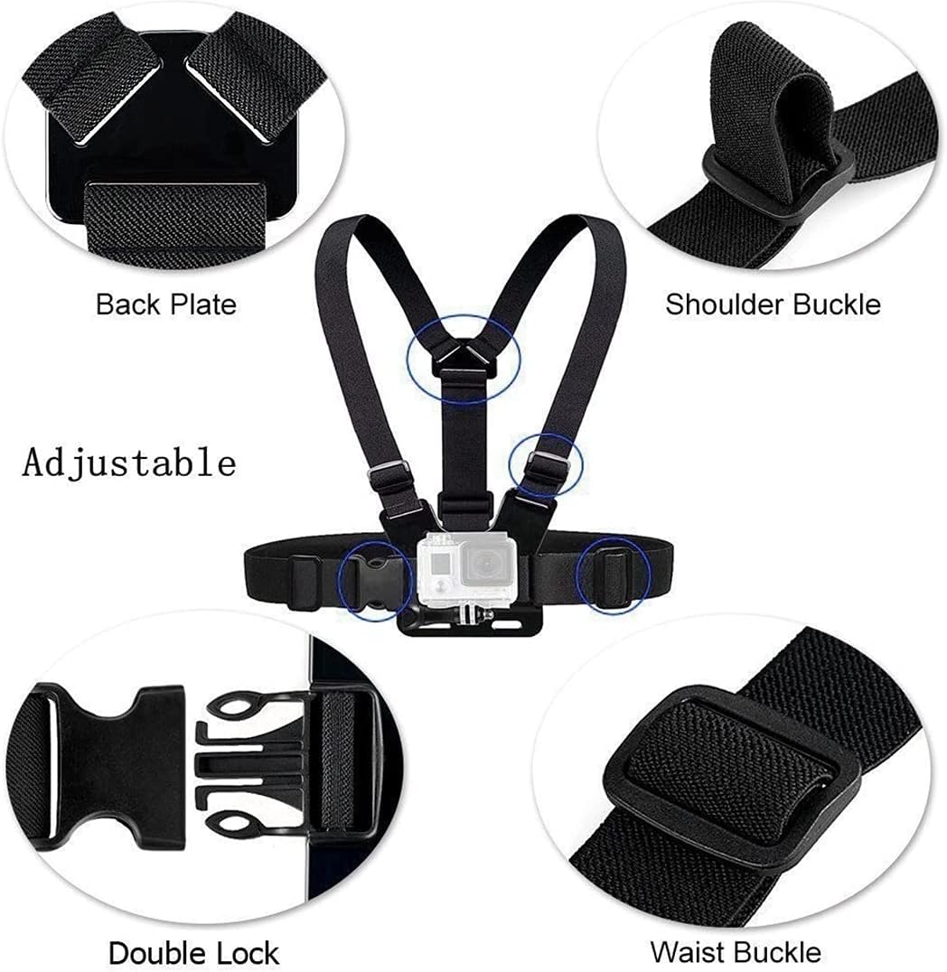 Chest Harness Mount Adjustable Chest Strap Belt with J Hook Compatible with Gopro Hero 8 7 6/AKASO/Apeman/DBPOCampark/VanTop/Dragon Touch 4k Action Cameras Accessories (Camera Not Included)