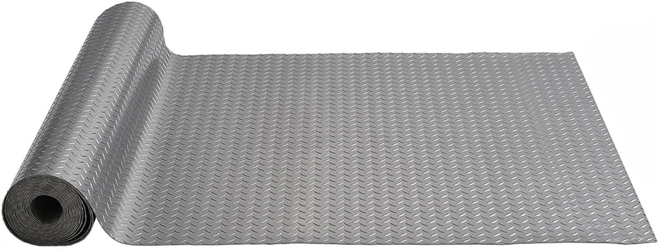 Heavy Duty Non-Slip Vinyl Garage Flooring Mat, 2.5mm Thick, 4x19.6 FT - Durable Floor Protector for Garage, Warehouse, Workshop, Basement & Gym,Grey
