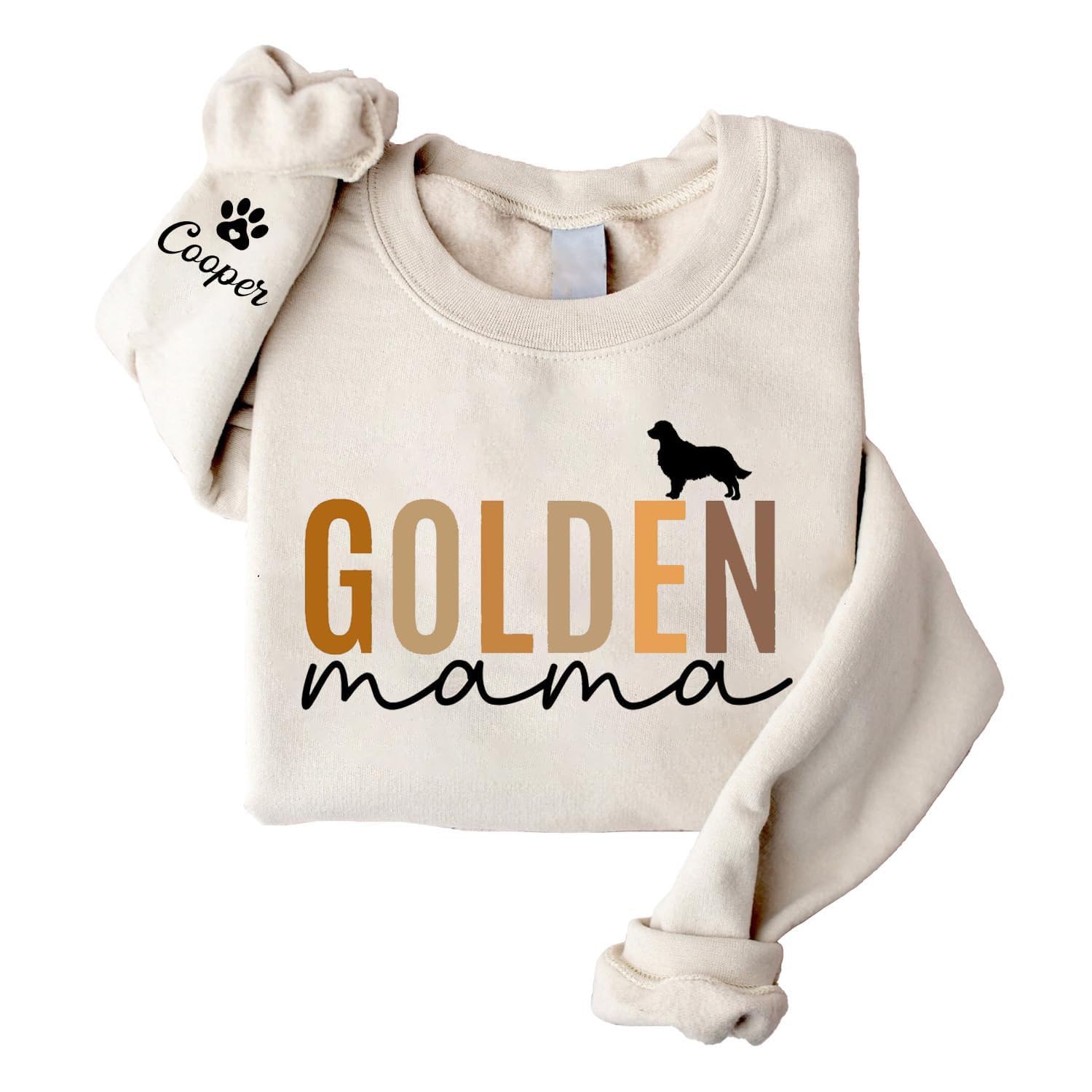LOVELYPOD Custom Dog Mama Sweatshirt with Dogs Name on Sleeve Fur Mom Sweater Dogs Lover