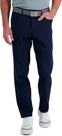 Haggar Men's Iron Free Premium Khaki Straight Fit Flat Front Flex Waist Casual Pant