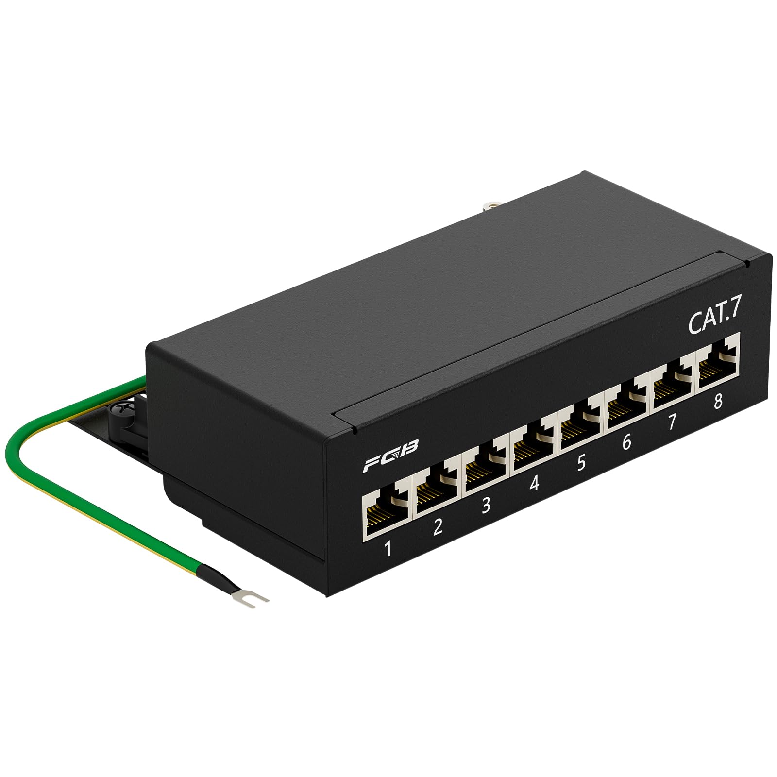 FGB CAT 7 Patchpanel Verteilerfeld 8 Port - Tisch/Wandmontage/Desktop Geschirmt 8X RJ45 Buchse - LSA Verteilerfeld für Gigabit-Netzwerk-Switch
