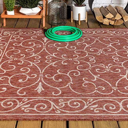 Jonathan Y SMB106B-5 Charleston Vintage Filigree Textured Weave Indoor/Outdoor Red/Beige 5 Ft. X 8 Ft. Area-Rug thumb #6