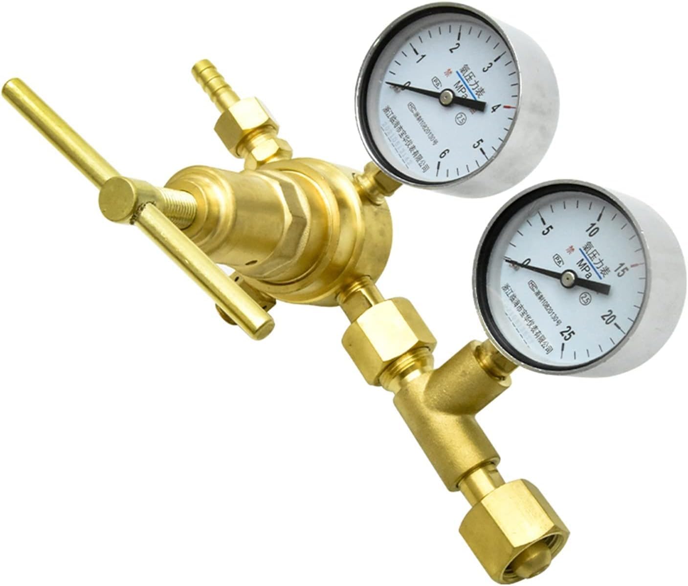 YQD-370/YQY-370/ YQQ-370 Druckminderer Vollkupfer-Manometer Druckminderer Druckminderventil Haltedruck für Anfänger DIY(YQY370 O2 0-10Mpa)