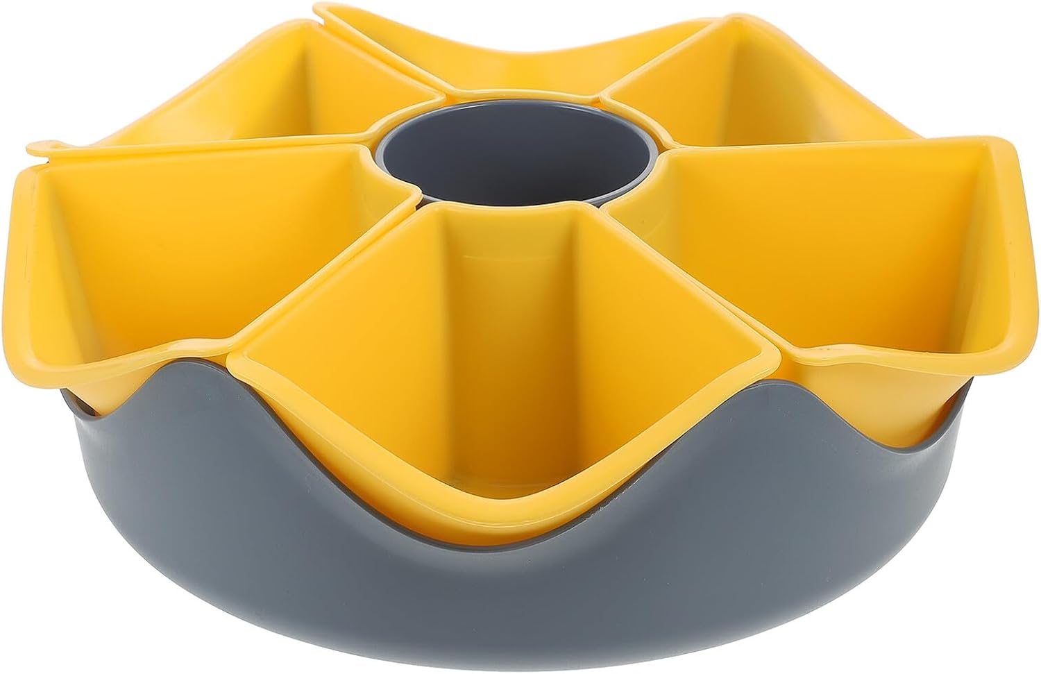 VICASKY Double Layer Draining Basket Vegetable Washing Basket with 360° Rotation and Seven Compartments, Blue Kitchen Strainer for Fruit and Vegetable Draining and Washing