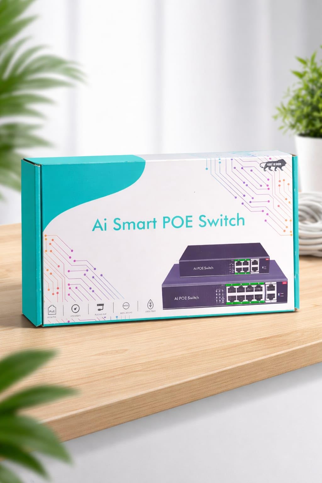 AI Smart POE Switch, 4 Port Power Over Ethernet Network Switch, 10/100Mbps Ethernet, 2 Uplink Ports-image-36