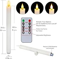 Vista 6 de Homemory 6 Pcs Wax Flameless Taper Candles with Remote Timer and Dimmer, White Candle Sticks Battery Operated, LED Window Candles with Flickering