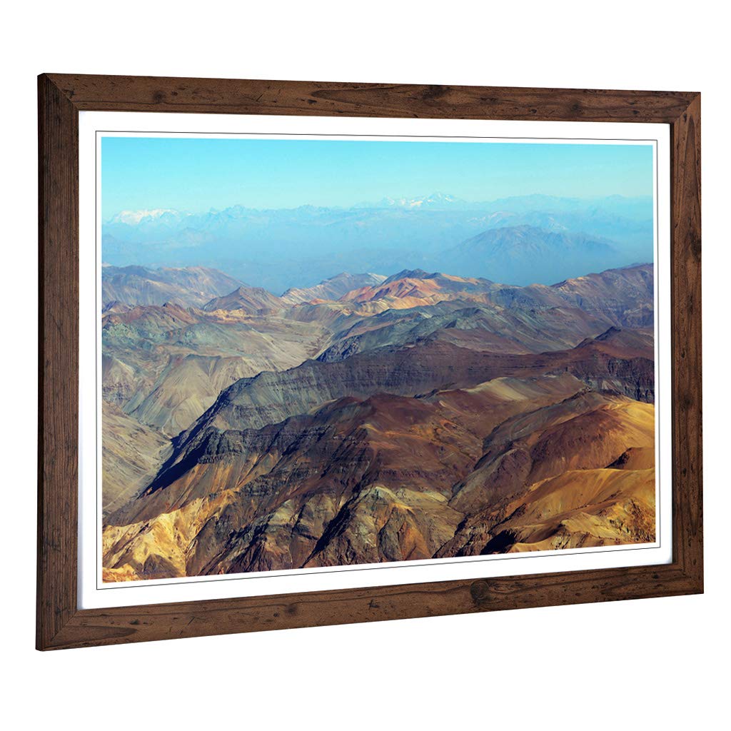 Big Box Art Framed Print of Landscape Andes Mountains Argentina Chile 2 Design | Wall Art Picture | Home Decor for Kitchen, Living Room, Bedroom, Hallway, Walnut, A2 / 24.5x18 Inch / 62x45cm