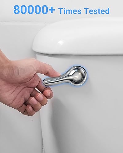 Miniatura 5 de Kit universal de repuesto para manija de inodoro con palanca de viaje de latón ajustable de montaje frontal con cadena de aleta, compatible con