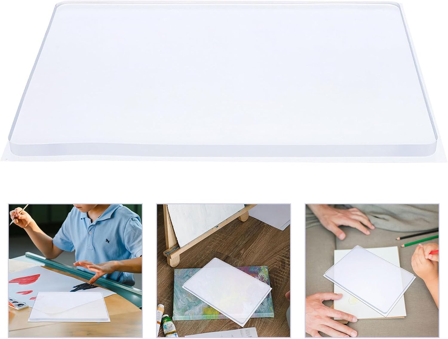 3pcs Gel Printing Plate Set, Reusable Gel Art Supplies with 1 A4 and 2 A5 Plates, Non-Toxic Monoprinting Tools for Crafting and Mixed Media Art Projects