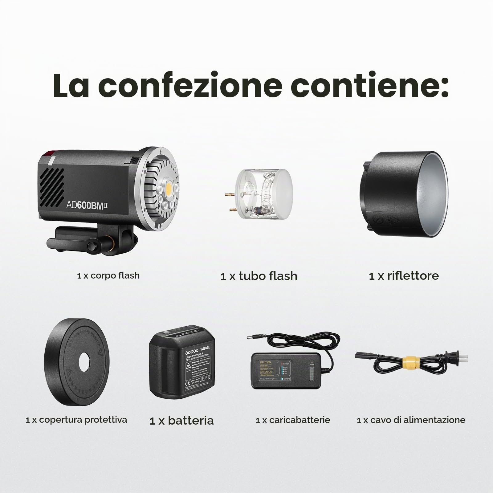 Godox AD600BM II AD600 BM II Flash, 600W HSS 1/8000s Flash per Fotografia all'aperto Luce Speedlite, Tempo di Ricarica 0,01 s-1,9 s, Batteria agli ioni di litio, Monoluci Attacco Bowens Monoluce