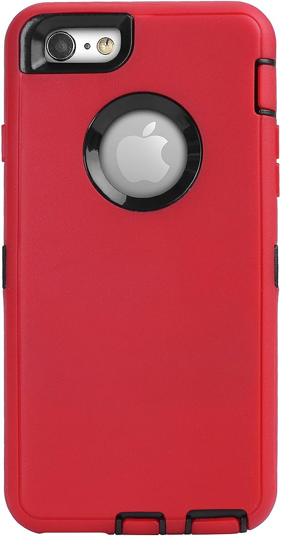 AICase iPhone 6 Case, iPhone 6S Case [Heavy Duty] Built-in Screen Protector Tough 3 in 1 Rugged Shorkproof Cover for Apple iPhone 6/6S (Black/Red with Belt Clip)