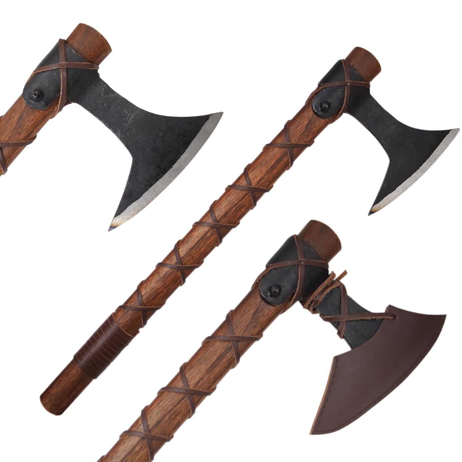 Amazon | 中世の戦士の伝統的なバイキングの手斧 — レザークロス