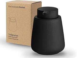 blackswedenhome. Seifenspender schwarz - Hochwertige Keramik & Nordic Minimalistisches Design, Gummierte, Matte Oberfläche für WC, Badezimmer und Küche | Seifenspender matt schwarz