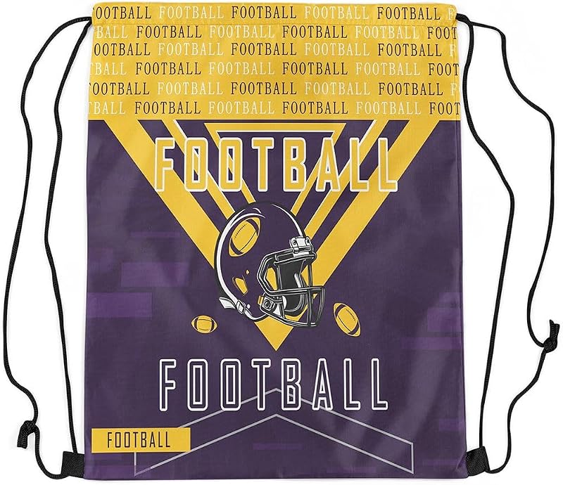 jejeloiu Football Sports Drawstring Sackpack 13"x15.7" Football City Drawstring Bags Rugby Sports Drawstring Backpack Waterproof Cinch Bag