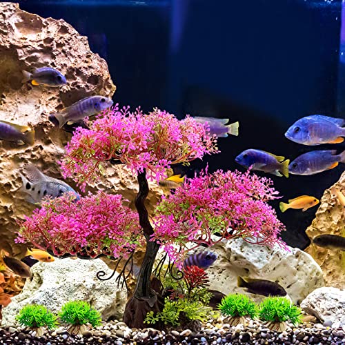 Miukingpetartificial Aquatic Plants Grass Fishtank Decorations Aquarium Decorations,Applicable To Office And Household Simulation Fish Tank Plants (Pink) #TOP3