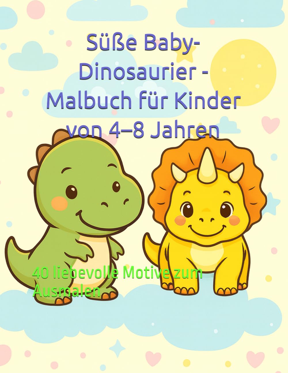 Süße Baby-Dinosaurier - Malbuch für Kinder von 4–8 Jahren: 40 liebevolle Motive zum Ausmalen