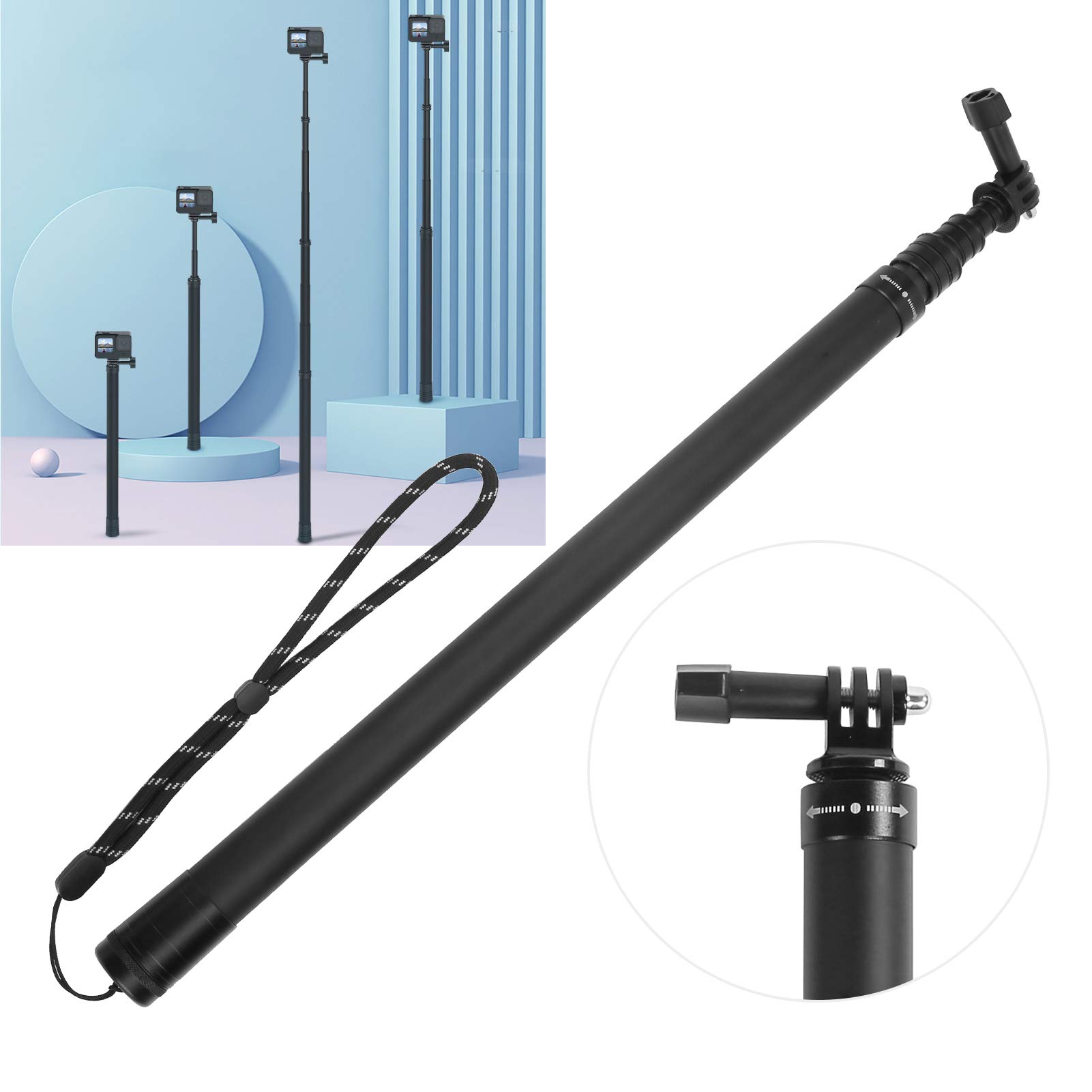 VBESTLIFE Asta di prolunga per Selfie Stick da 3 Metri / 9,8 Piedi in Fibra di Carbonio Leggera per Telecamera di Movimento, Telecamera Tascabile