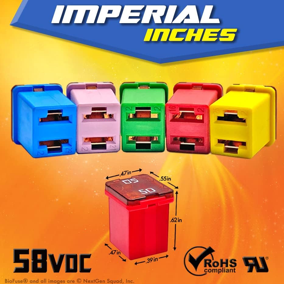 Miniatura 4 de Surtido de fusibles de cartucho de 12 piezas JCASE de bajo perfil 40A. Se adapta a la mayoría Nissan, Toyota, Chrysler, Dodge, Chevy, GM y Ford