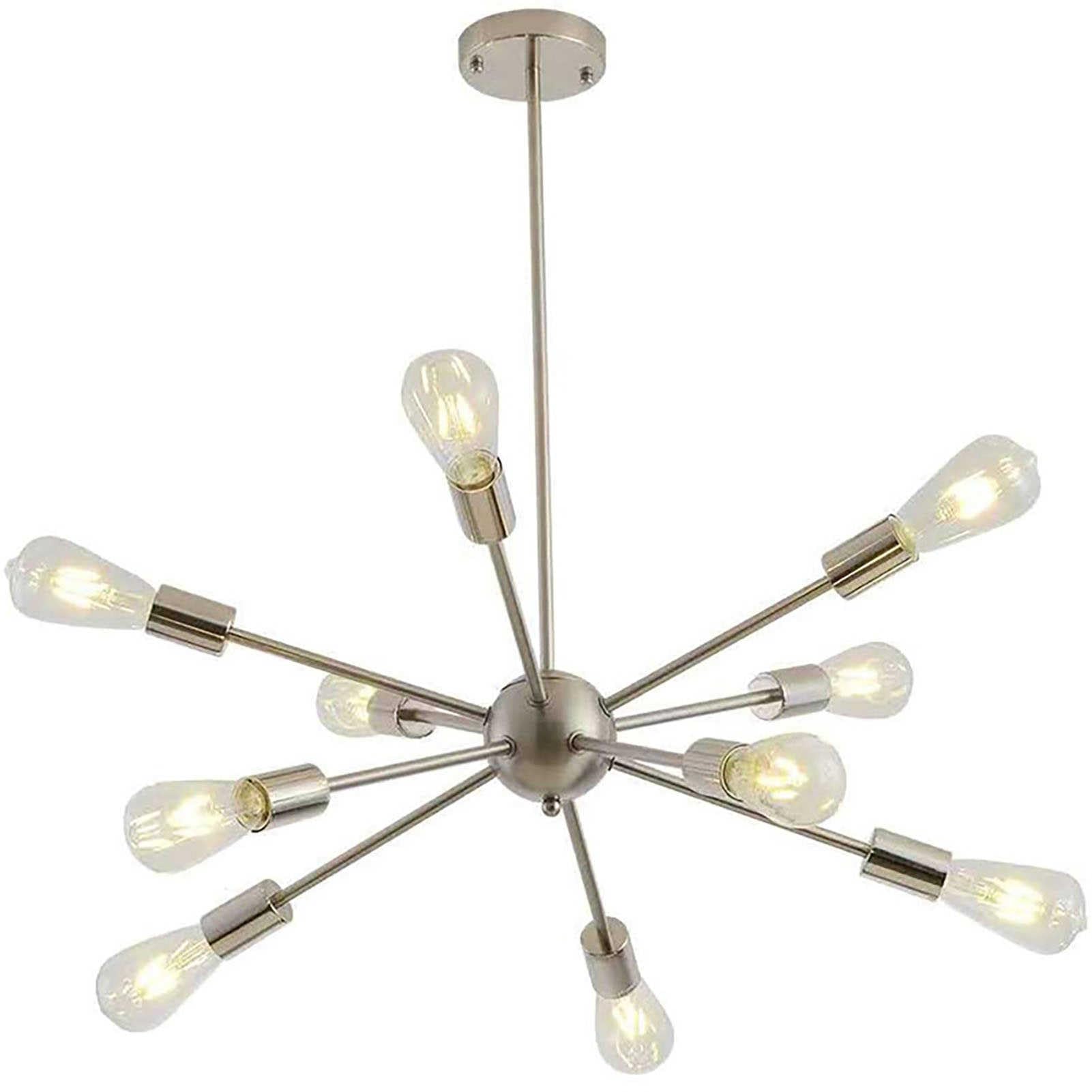LYMSXAZOU Pendant Lights Modern Brushed Nickel Chandelier - Mid Century Light Fixture for Living Room Industrial Flush Mount Ceiling Lighting
