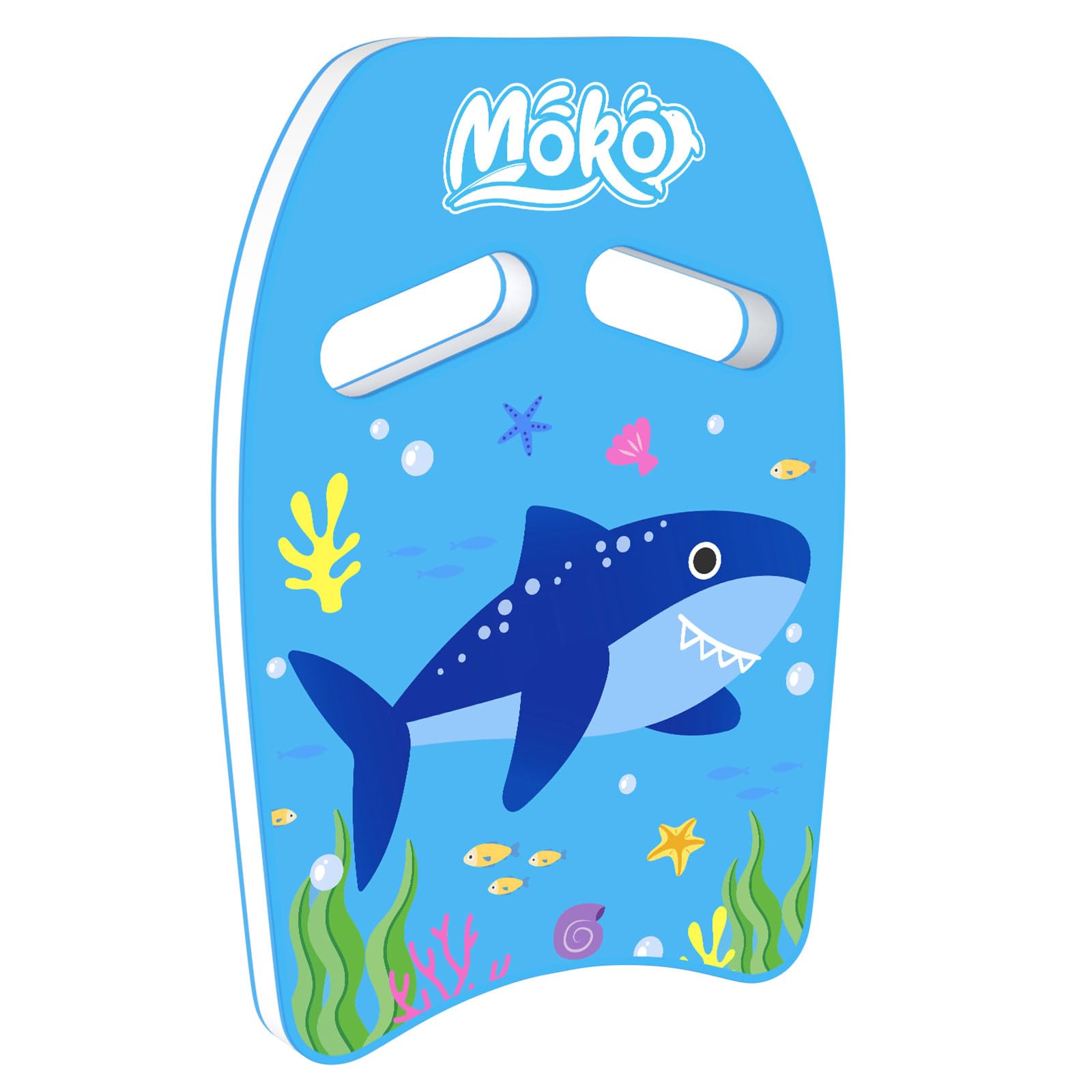MoKo Swim Kickboard, Cartoon Swimming Training Kick Board Pool Exercise Equipment Promote Natural Swimming Position Water Fun Tool for Kids, Blue & Wavy Whale, Blue Shark