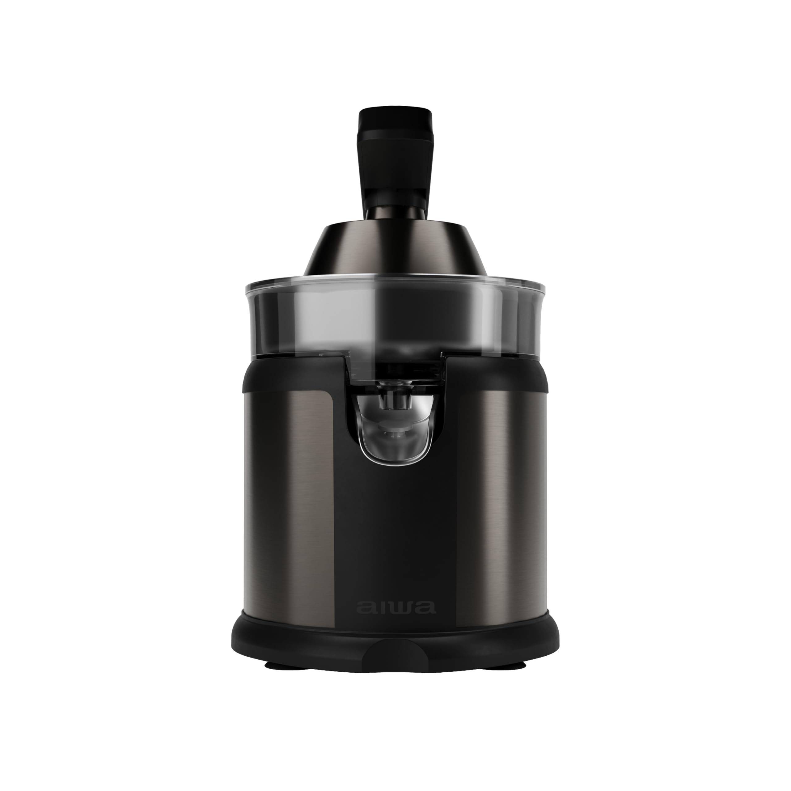 AIWA KORYU AJC-5000 – Exprimidor de palanca 120W, cuerpo y filtro de acero inoxidable, sin BPA, sistema antigoteo, base antideslizante, diseño compacto. Color: Acero Inox