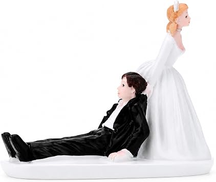 Cake Topper Bride Dragging Groom Funny Reluctant Groom Figurines Wedding Cake Topper Romantic Wedding Party Decoration Adorable Figurine Craft Gift