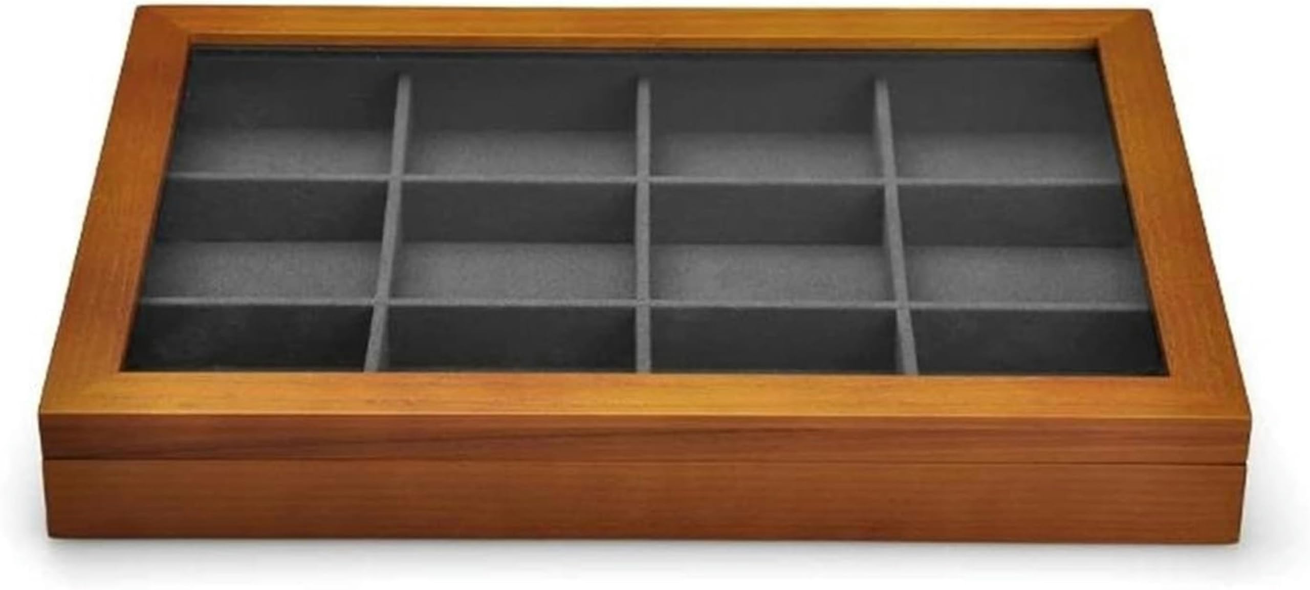 Caja organizadora de Joyas de Madera para Anillos, Cajas Grandes con Tapa Transparente, Almacenamiento apilable de Madera Maciza para Joyas~/ (Gris Oscuro a A)