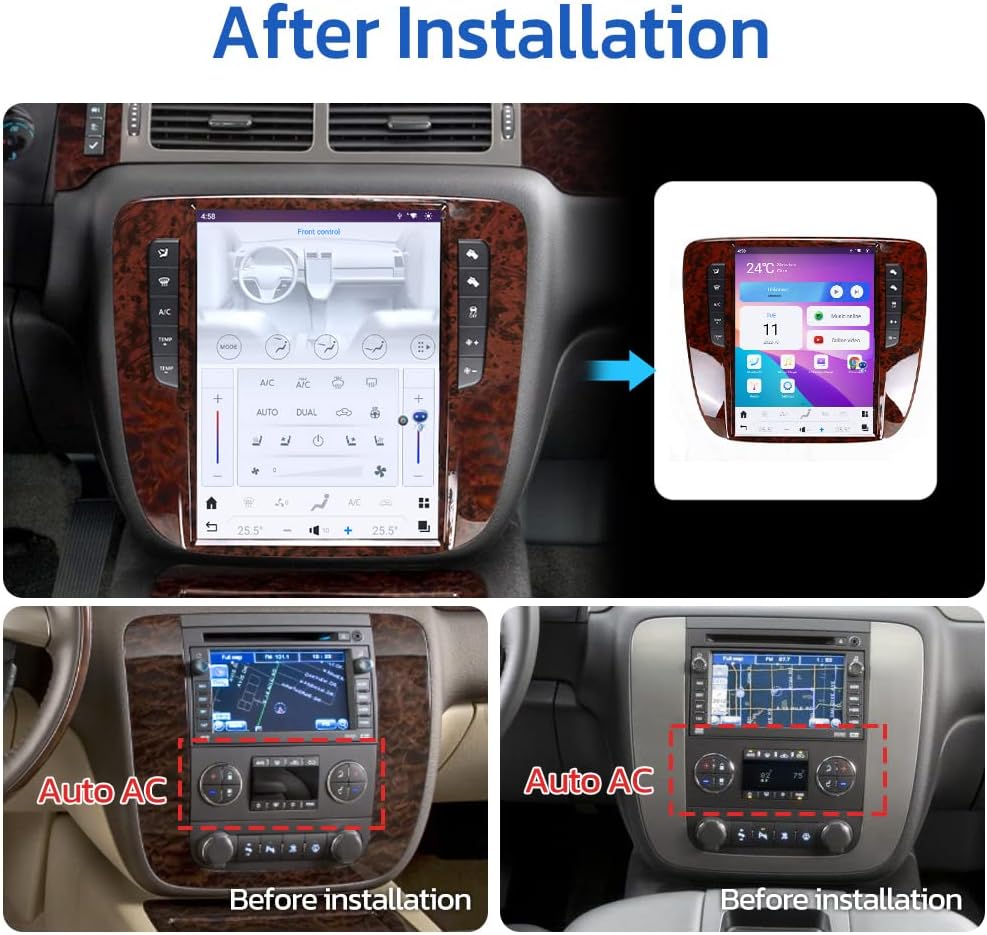 aoonav 12.1 Inch Android Snapdragon 665 Car Radio Upgrade for GMC Yukon/Chevrolet Tahoe Silverado 2007-2012 Multimedia Player GPS Wireless Carplay 4G WiFi Touch Screen Stereo Replacement