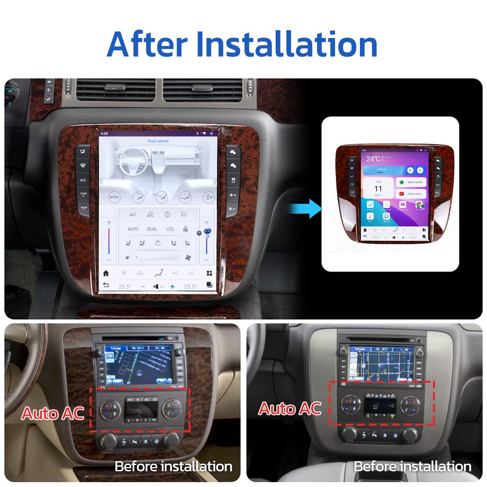 aoonav 12.1 Inch Android Snapdragon 665 Car Radio Upgrade for GMC Yukon/Chevrolet Tahoe Silverado 2007-2012 Multimedia Player GPS Wireless Carplay 4G WiFi Touch Screen Stereo Replacement
