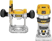 DEWALT DWP611PK 1.25 HP Variable Speed Compact Router Kit with Fixed & Plunge Bases, LED Lights