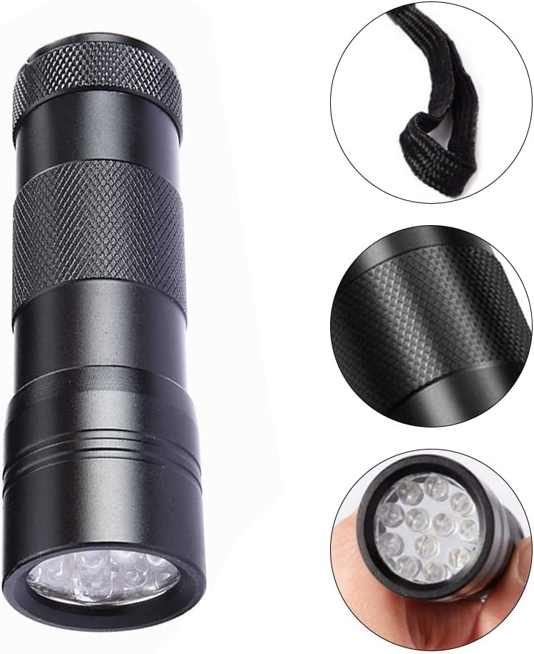 12 LED 395 nm Ultraviolet Blacklight Flashlight Detector LE UV Torch