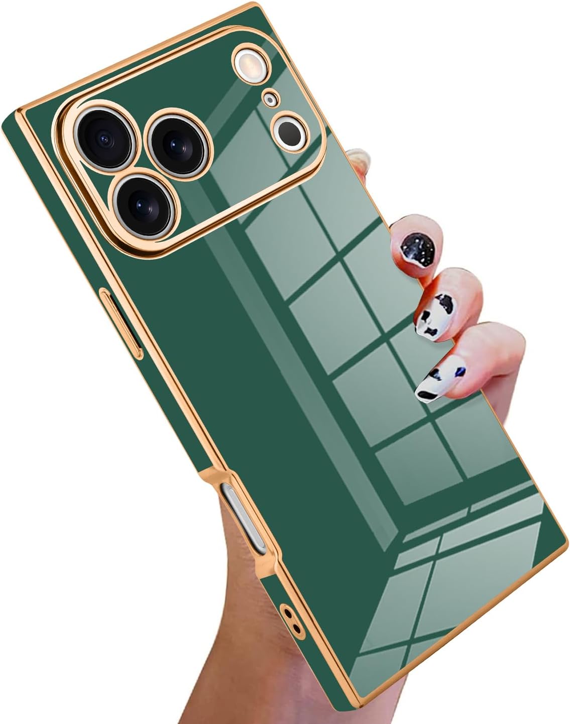 KANGHAR Case Compatible with iPhone 17 Pro Max Luxury Cute Plating Design Case Full-Body Anti-Scratch Shockproof Bumper Protective Cover Designed for iPhone 17 Pro Max 6.9 Inch Dark Green